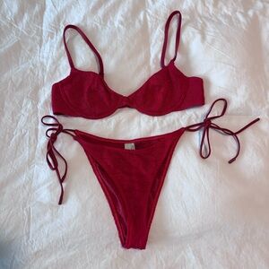 Triangl red pasha crochet bikini set balconette size M medium